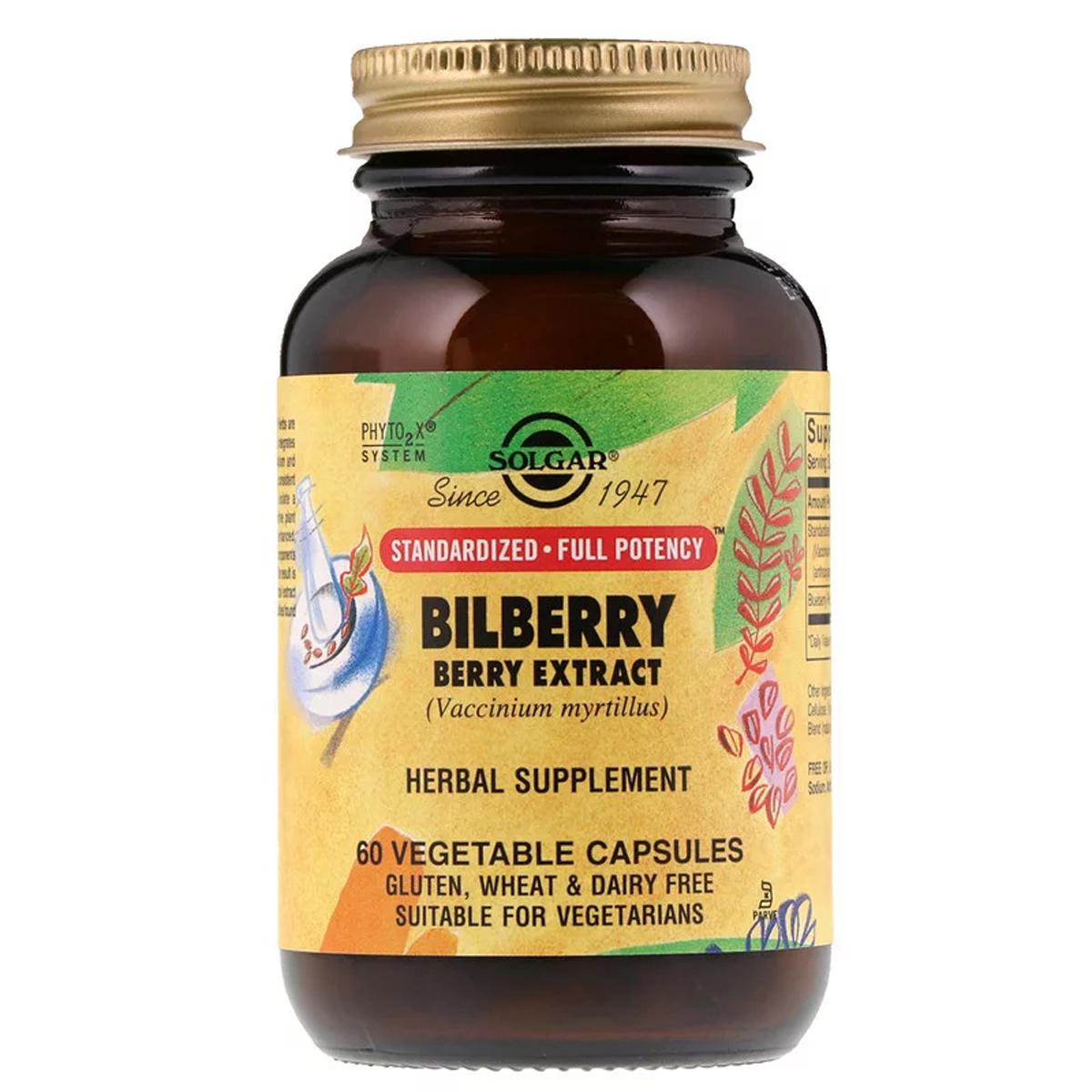 Чорниця екстракт Solgar Bilberry Berry Extract 60 вегетаріанських капсул (SOL04110)