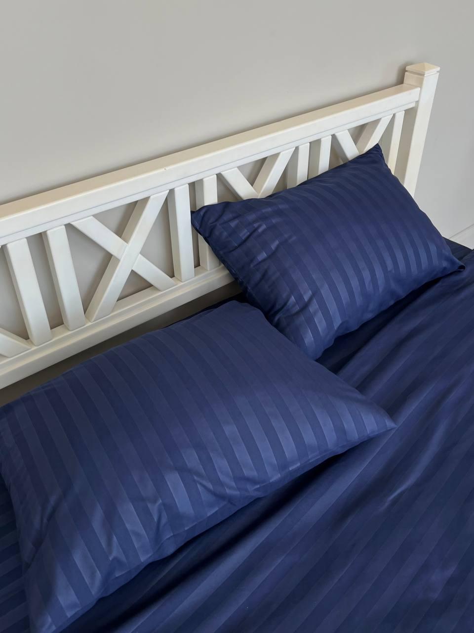 Комплект постельного белья ZHN полуторный страйп сатин 150х220 см Темно-синий - фото 10 Комплект постельного белья ZHN полуторный страйп сатин 150х220 см Темно-синий - фото 10