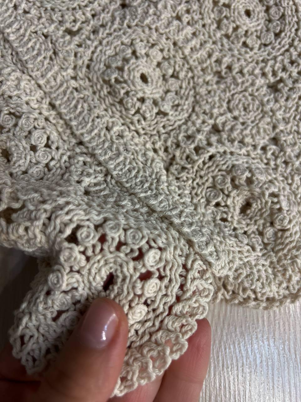 Блузка жіноча A-N 5303 мереживна в’язана з коротким рукавом OS Бежевий (26404724) - фото 7