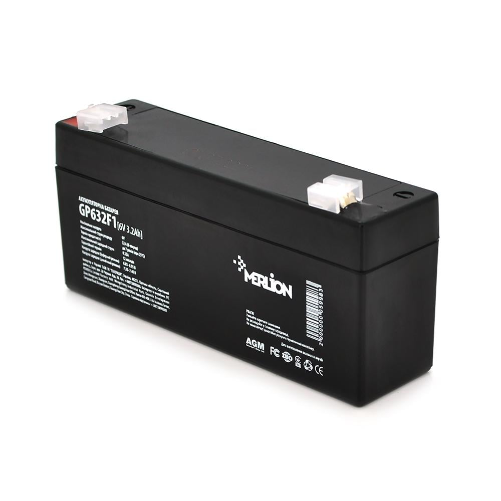 Батарея акумуляторна MERLION AGM GP632F1 6 V 3,2 Ah 35x70x135 120 Q20 (5998)