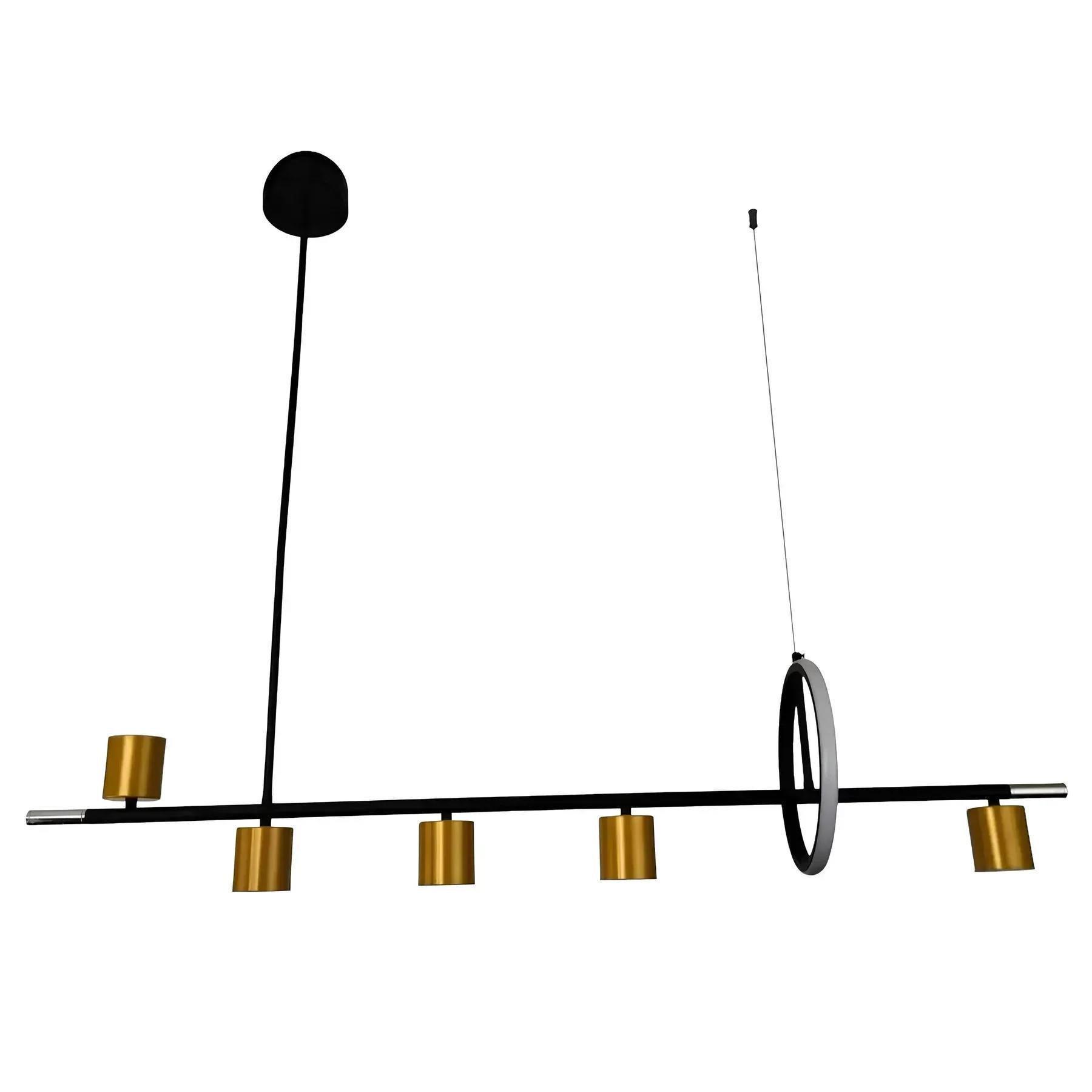 Люстра підвісна Sirius на п'ять плафонів і LED-кільцем 38W Чорно-золотий (V-LJ-1024 GD+BK)