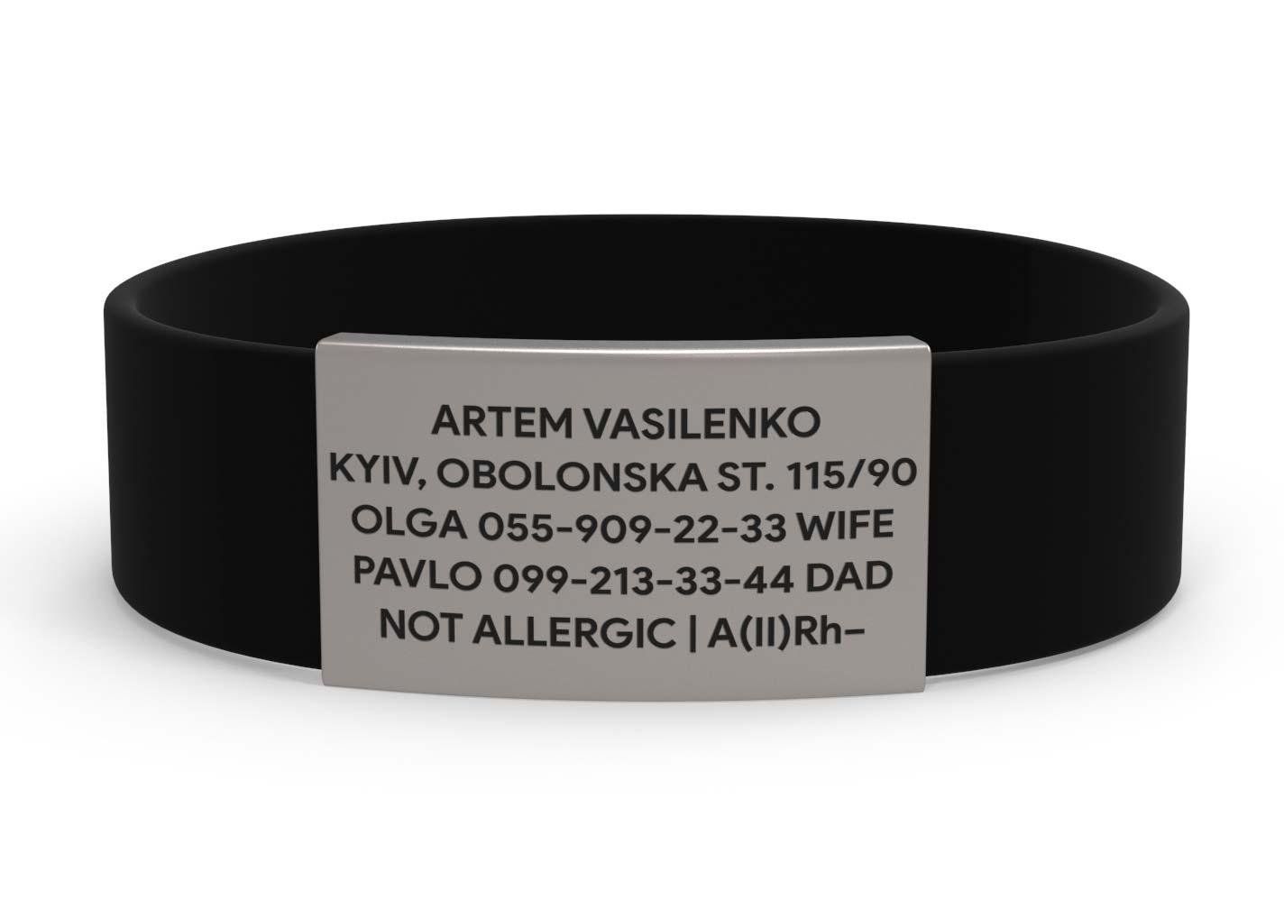 Браслет с номером телефона Basic L Black