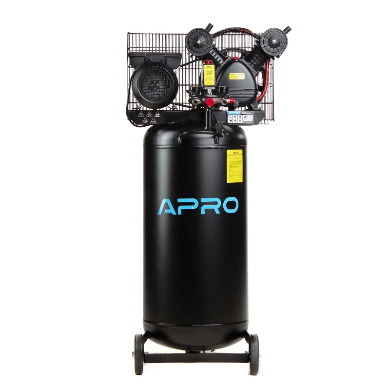 Компресор двоциліндровий пасовий вертикальний Apro OFBD-100V 8Бар 2,2кВт 402л/хв 100л 2 крана олива 0,5 л (850183)