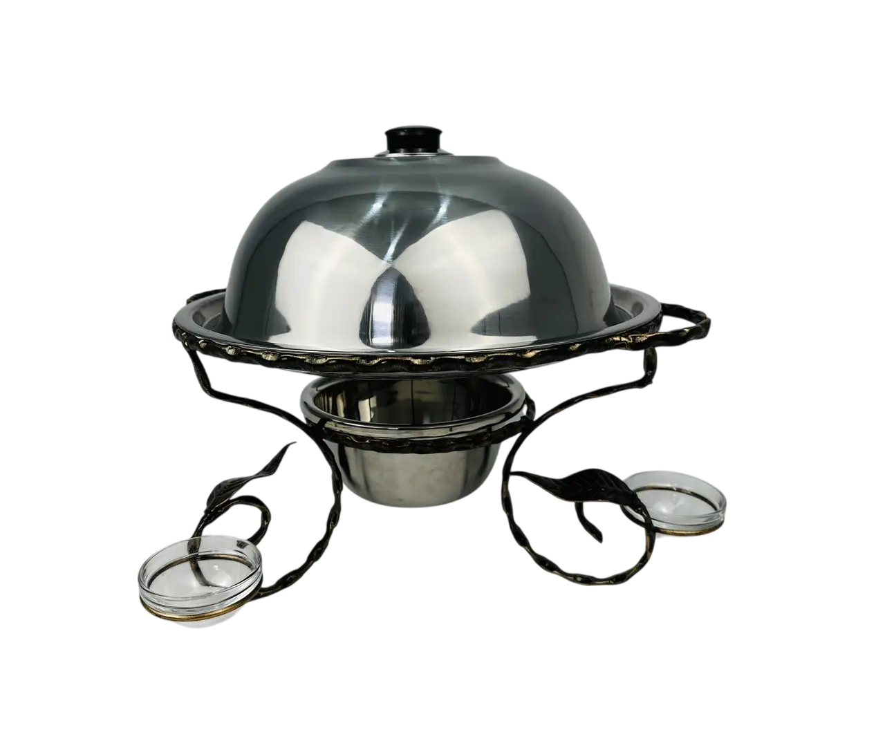 Садж для подогрева шашлыка GrillMaster усиленный с соусницами/крышкой из нержавеющей стали 36 см (10-164-SJ-6566)