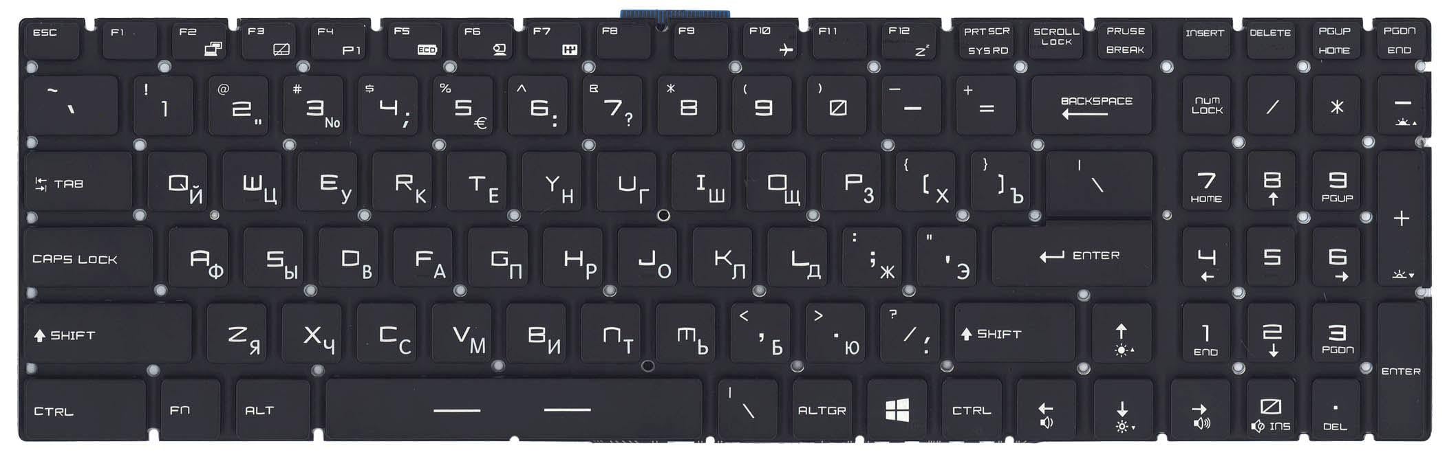 Клавиатура для ноутбука MSI GT72 с подсветкой Light Black Клавиатура для ноутбука MSI GT72 с подсветкой Light Black