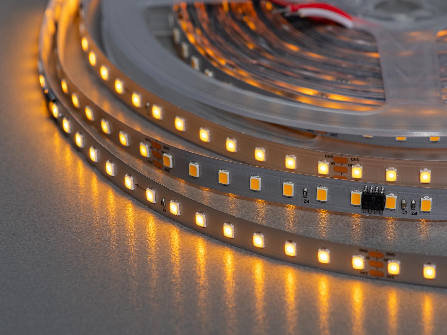 Світлодіодна стрічка адресна 24 В 126 діодів на метр 8 мм золотий (PWS24-2835-126-GOLDEN-20-) - фото 2 Світлодіодна стрічка адресна 24 В 126 діодів на метр 8 мм золотий (PWS24-2835-126-GOLDEN-20-) - фото 2