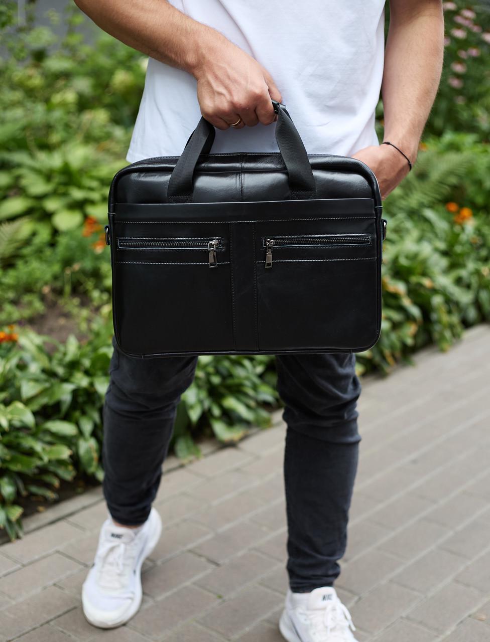 Портфель мужской для ноутбука 38х28х8 см Черный (TD-23995)