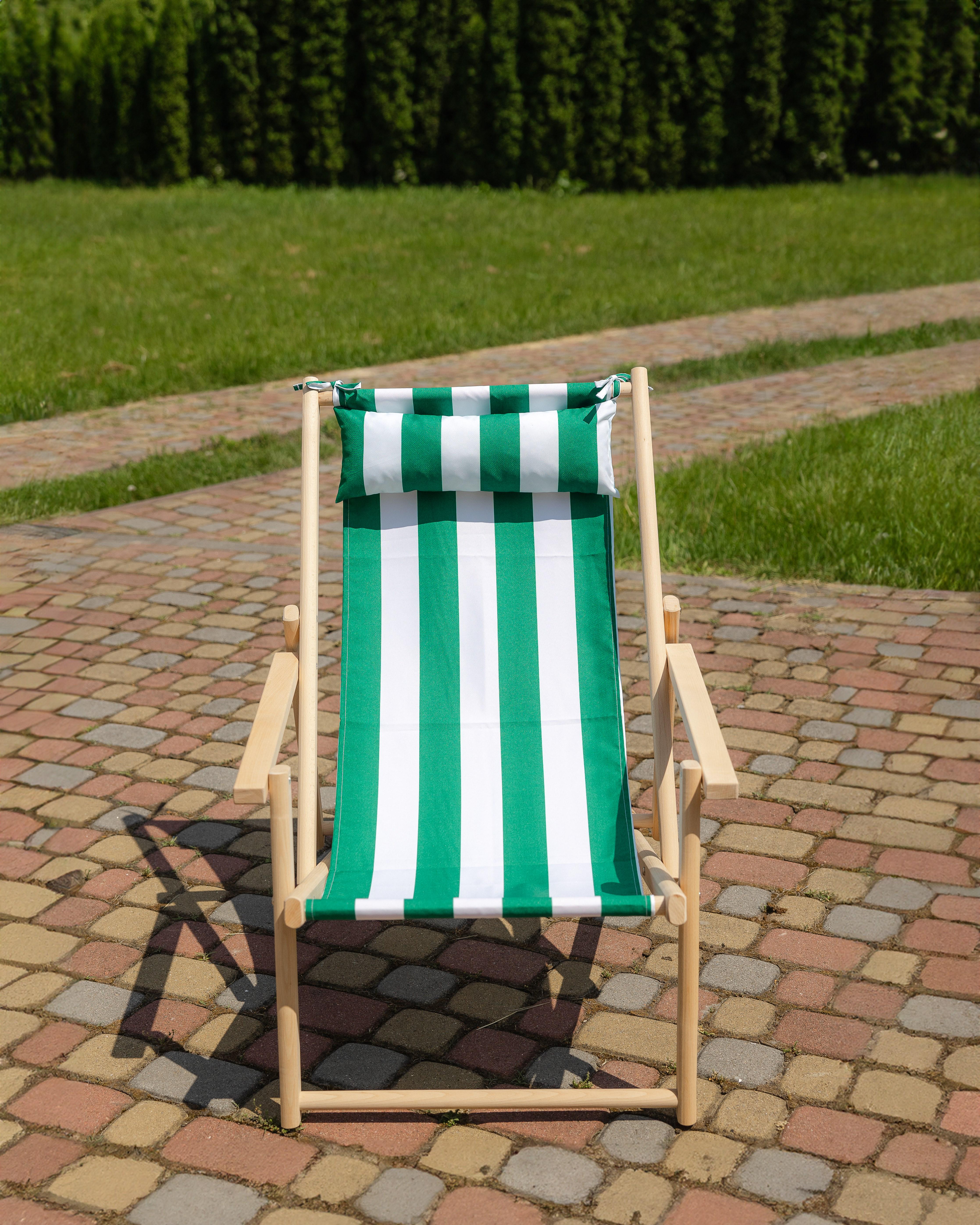 Шезлонг дерев'яний розкладний XRmaster з підлокітниками та підголовником Зелено-білий (0002243) - фото 3 Шезлонг дерев'яний розкладний XRmaster з підлокітниками та підголовником Зелено-білий (0002243) - фото 3