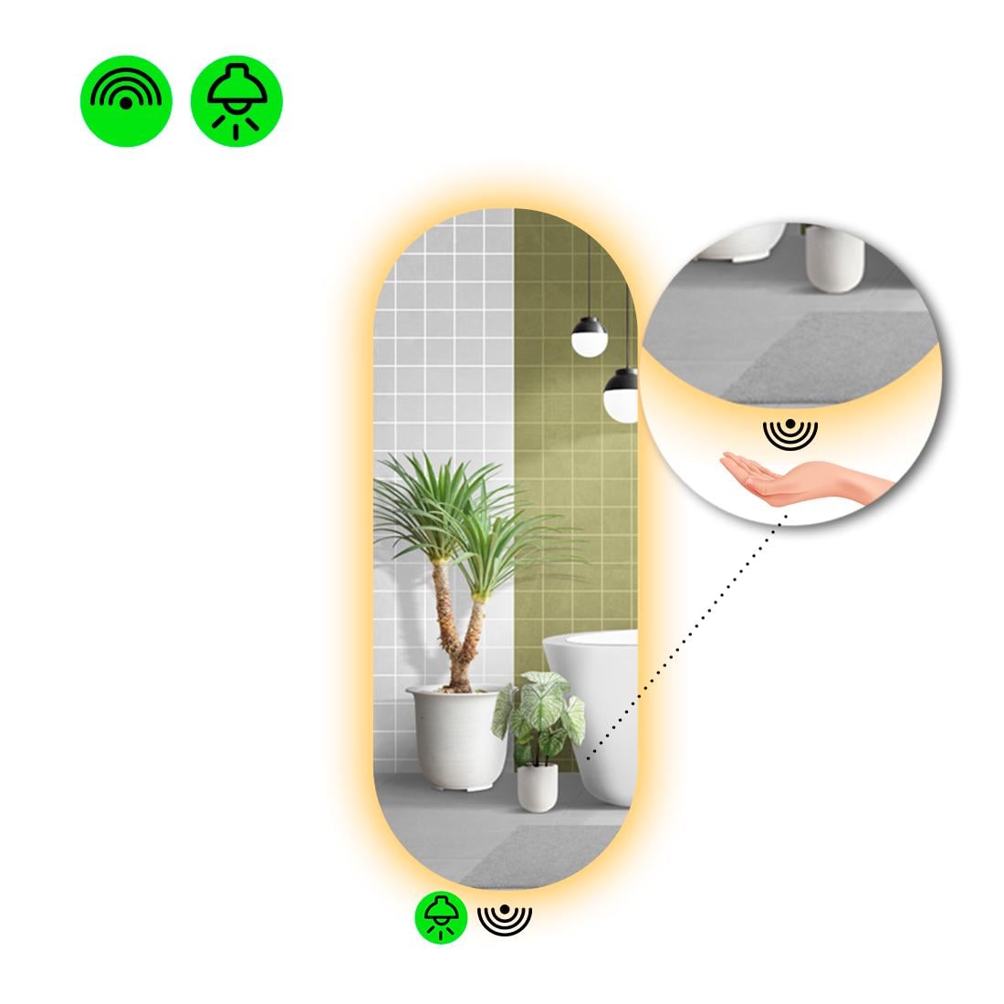 Зеркало с LED подсветкой Portale 2 с ИК включателем 200x80 см (Portale2-113)