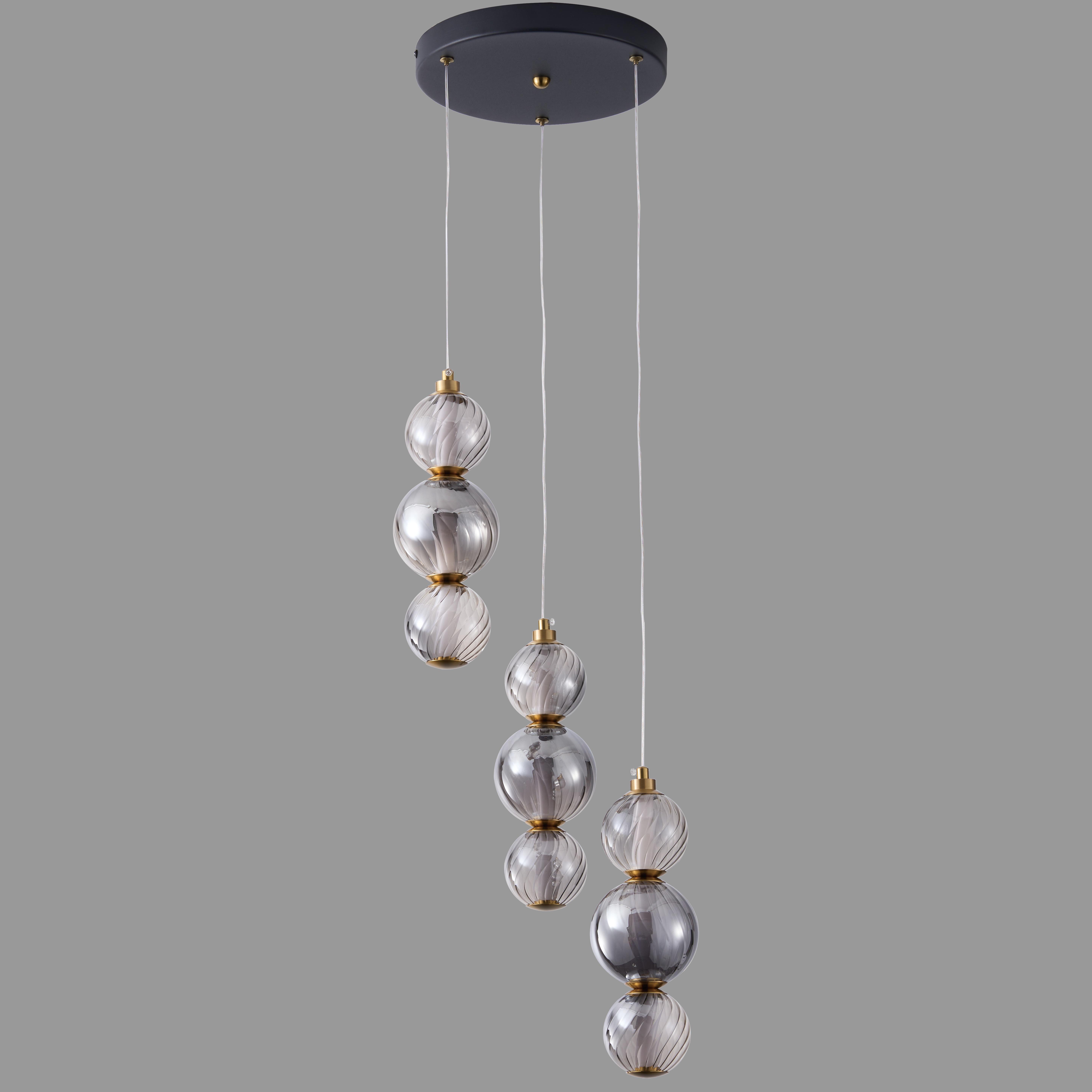 Люстра подвесная 12W с графитовыми плафонами (88-P68133B-3 BK/AB/SM)