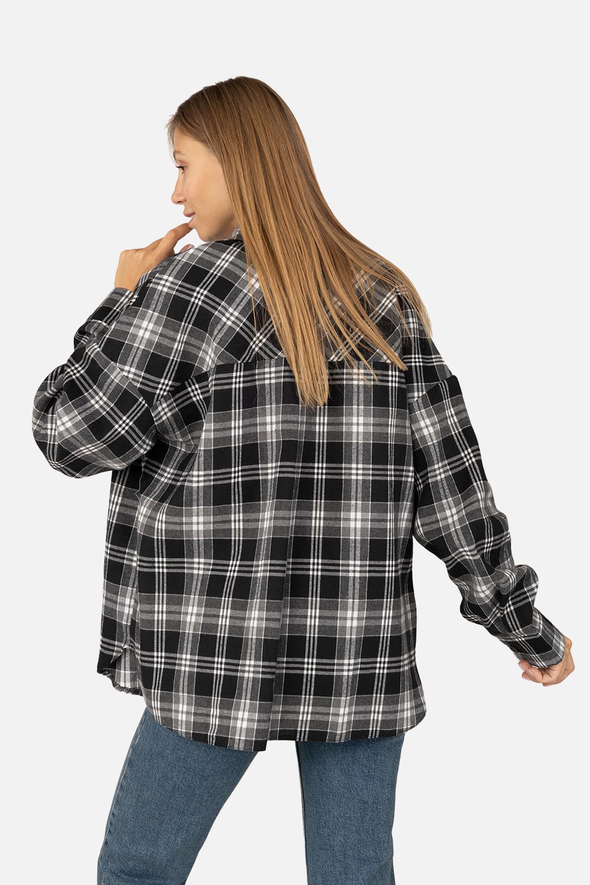 Рубашка женская ЦБ-00259283 с длинным рукавом р. 46 Черный (SKT001019083) - фото 4 Рубашка женская ЦБ-00259283 с длинным рукавом р. 46 Черный (SKT001019083) - фото 4