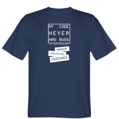Футболка мужская с надписью "My code never has bugs" S (12360875-8-179258) Футболка мужская с надписью "My code never has bugs" S (12360875-8-179258)