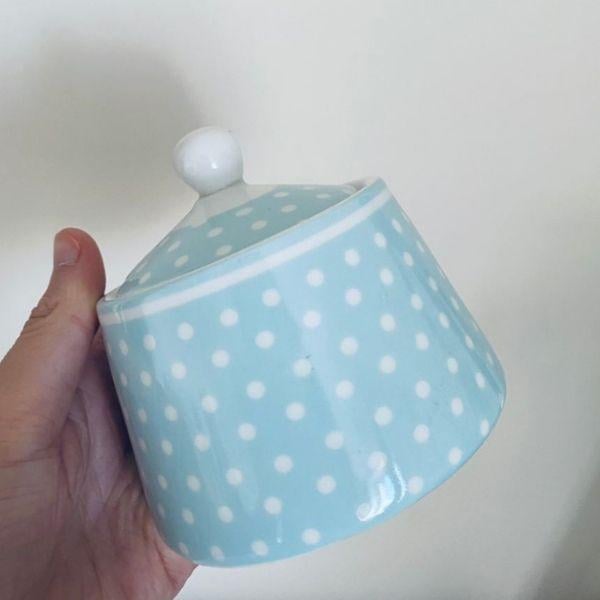 Порцелянова цукорниця Isabelle Rose в горошок 9 см Блакитний - фото 3