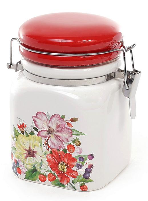 Банка Яркое Лето 450 мл квадратная для сыпучих продуктов с металлической затяжкой (BD-844-858)