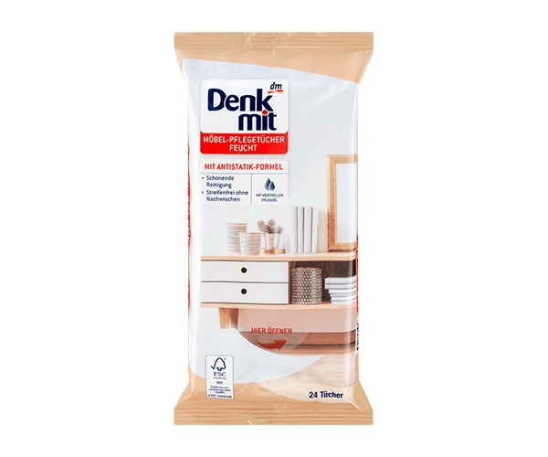 Влажные салфетки для ухода за мебелью Denkmit 24 шт.