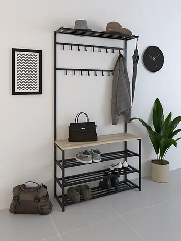 Прихожая SUNRISE 4-100 Черный/Сонома (556602)