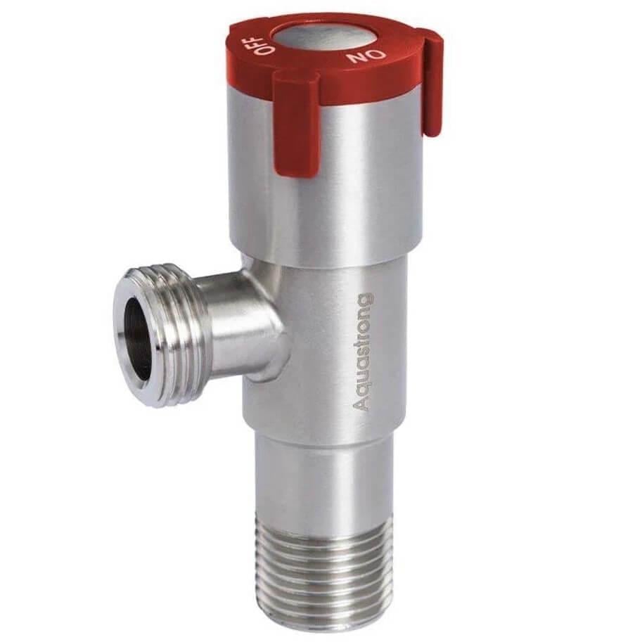 Кран приладовий Aquastrong V2 1/2"x1/2" нержавіюча сталь Red (V200)