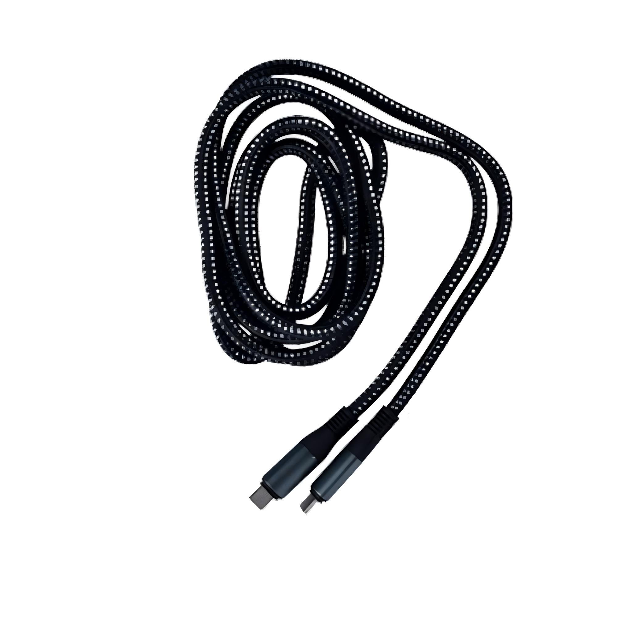 Кабель зарядный KLGO S-118 Type-C to Type-C 2м PD 66W нейлон металл быстрая зарядка Черный (WL-1428)