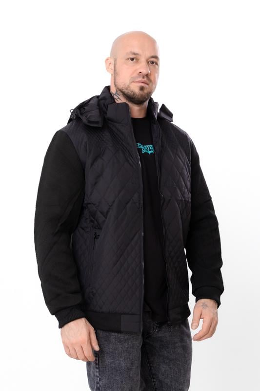 Куртка демісезонна чоловіча з відстібним капюшоном та кишенями Носи Своє L Чорний (14282) - фото 2 Куртка демісезонна чоловіча з відстібним капюшоном та кишенями Носи Своє L Чорний (14282) - фото 2