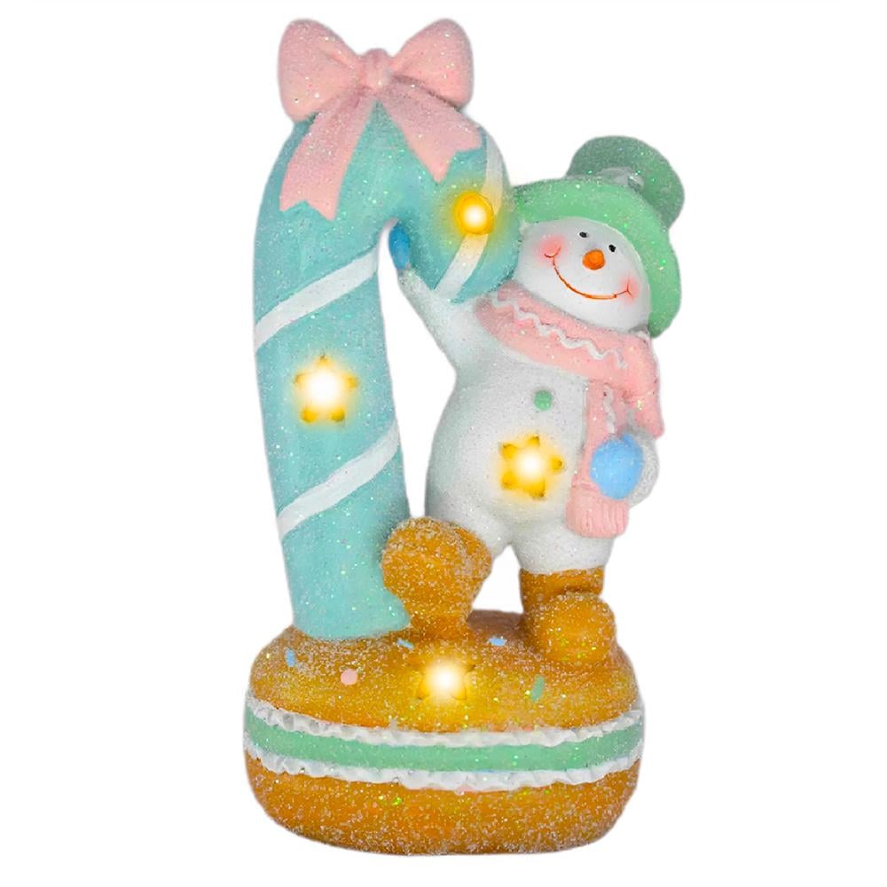 Новогодняя фигурка с подсветкой Снеговик с леденцом 12х8,5х21 см (CR-6-10)