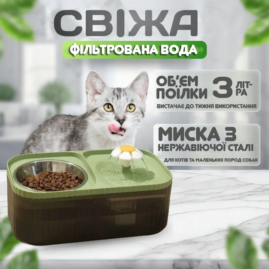 Фонтан-кормушка автоматический для котов и собак 2в1 USB (Е500024) - фото 5