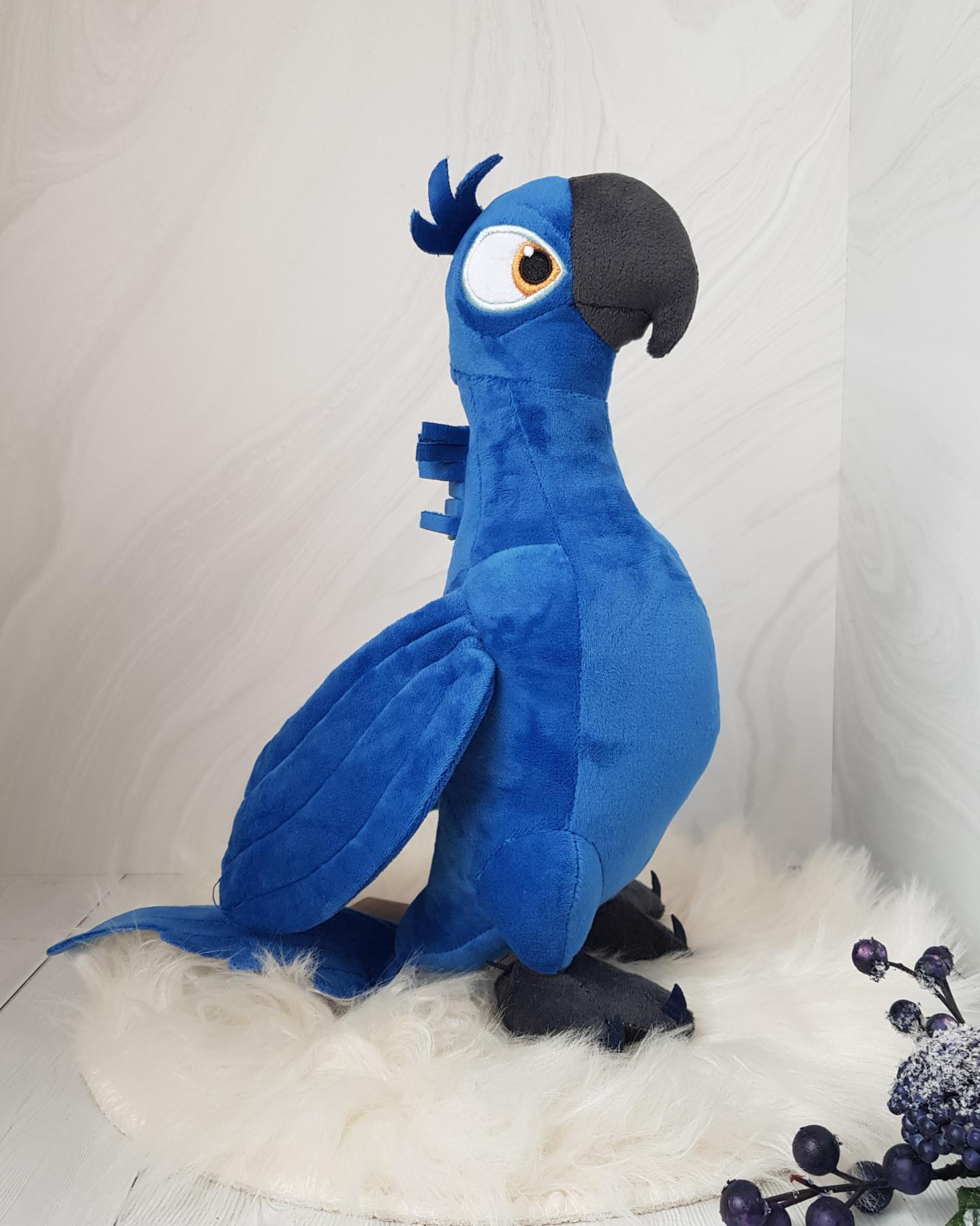 Мягкая игрушка попугай Голубчик Попугай Ара герой мультфильма Рио 30 см Голубой (2075399096) - фото 1