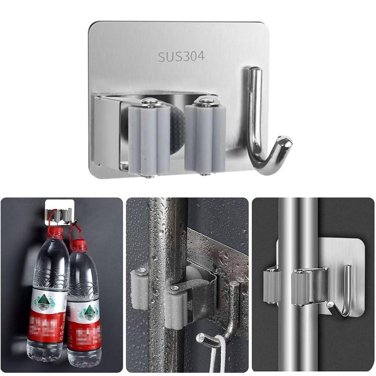 Настенный держатель для швабры с крючком SUS304 SLV (137808) - фото 8 Настенный держатель для швабры с крючком SUS304 SLV (137808) - фото 8