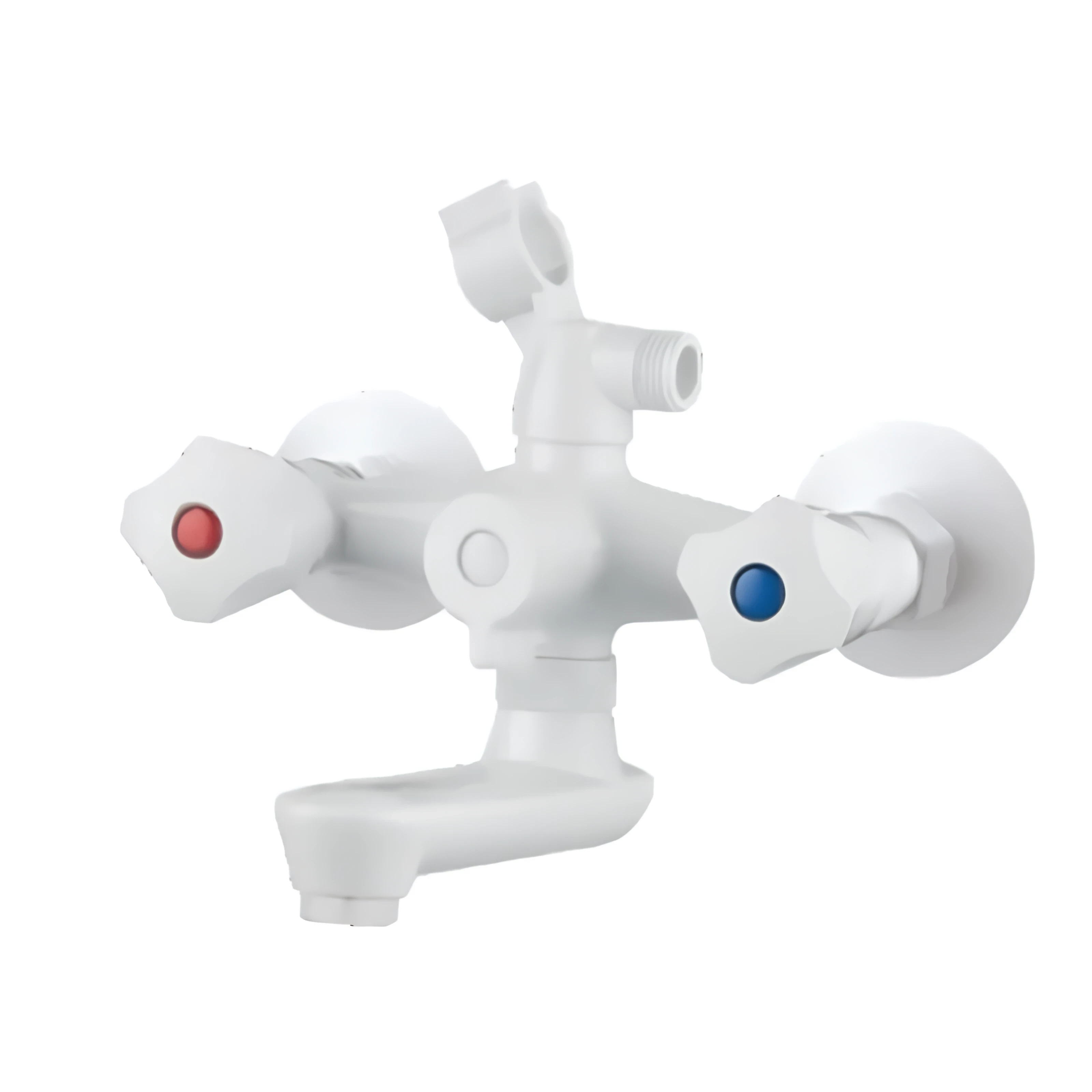Змішувач для ванни PLAMIX OMEGA-142 Euro SET зі шлангом/лійкою та кронштейном White (MX9699)