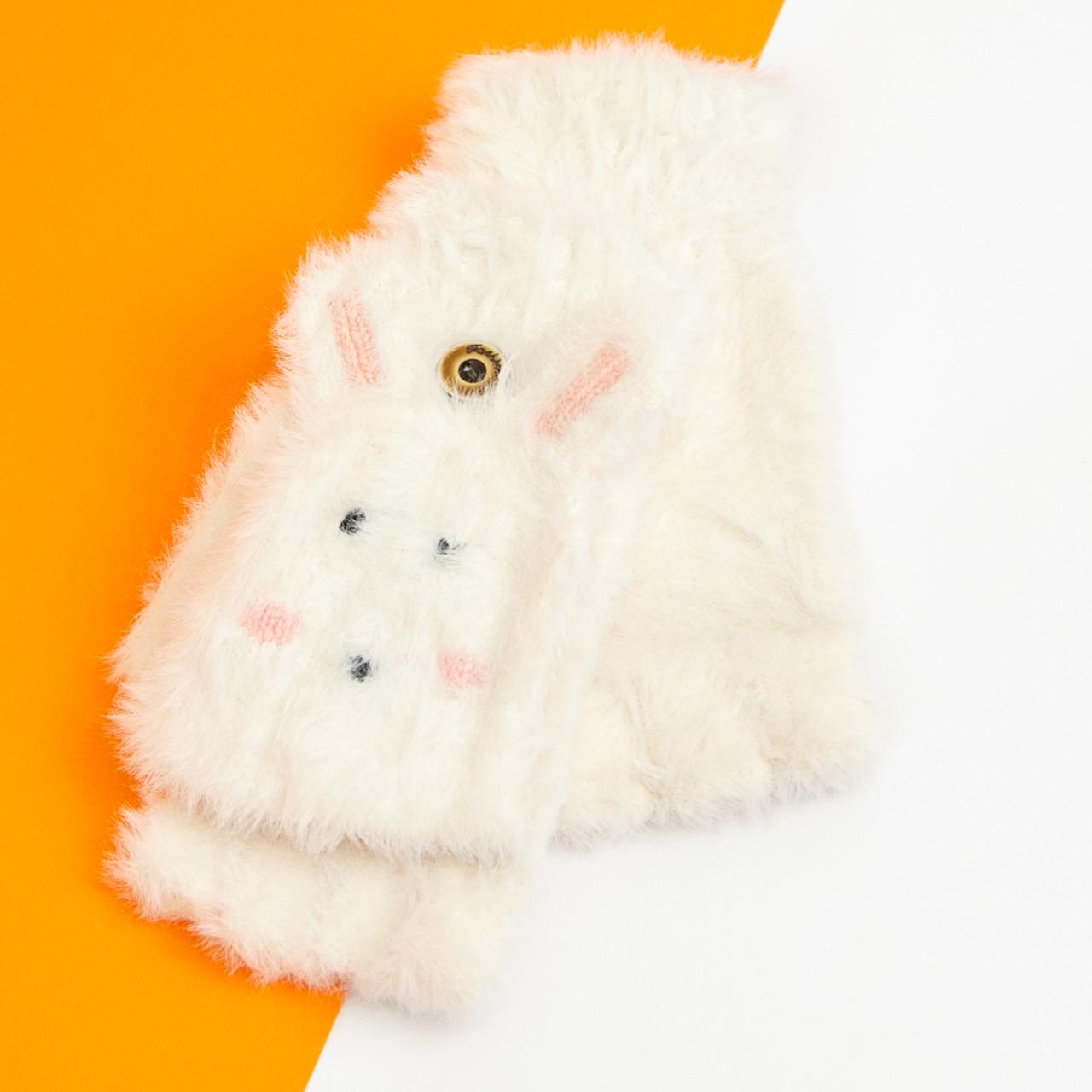 Варежки детские для девочек на 8 - 12 лет Белый (20-25-21)