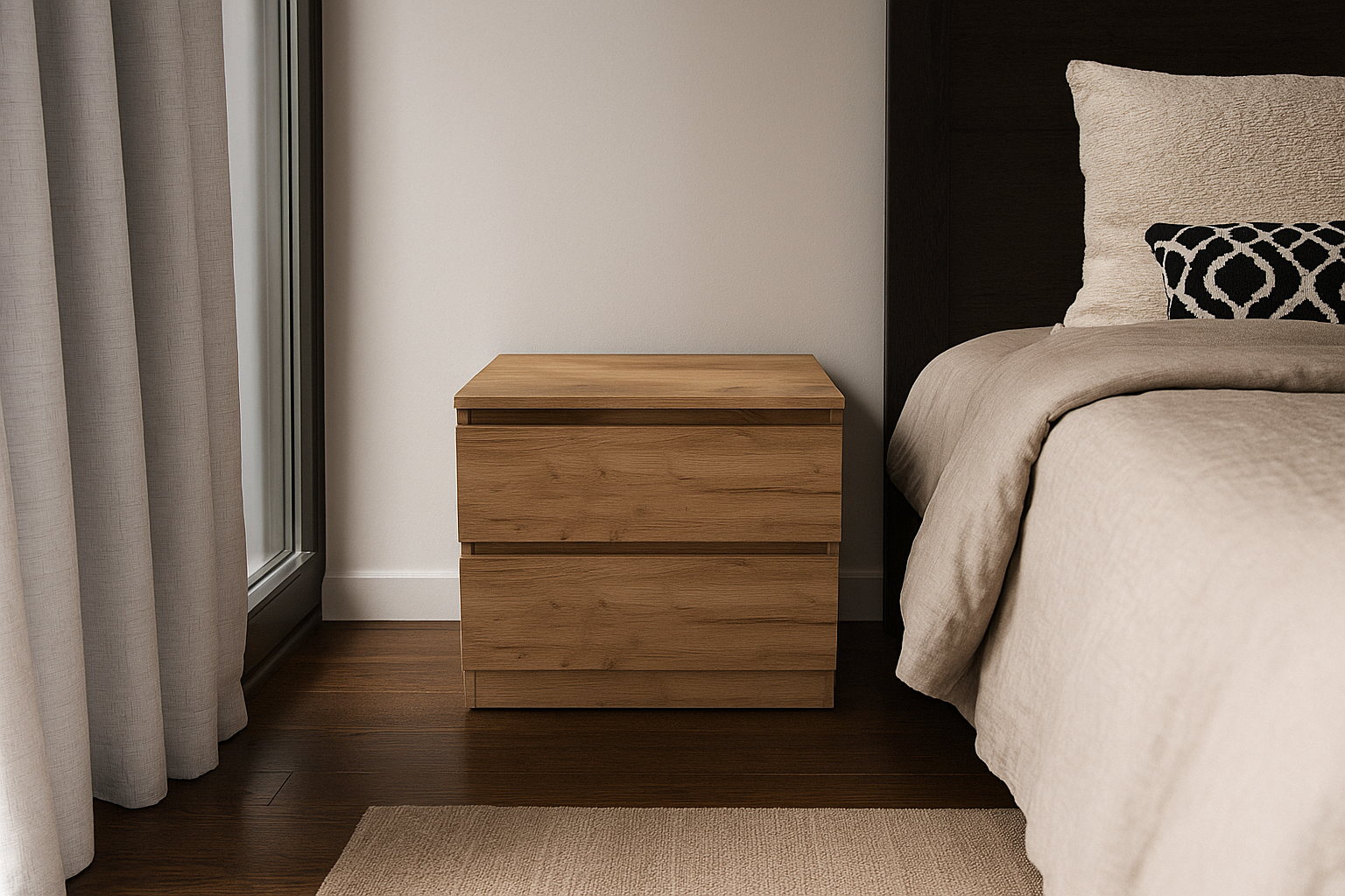 Тумба приліжкова MEBEX на 2 шухляди 60х40х54,4 см Дуб Крафт (VS2B600DC) - фото 1 Тумба приліжкова MEBEX на 2 шухляди 60х40х54,4 см Дуб Крафт (VS2B600DC) - фото 1