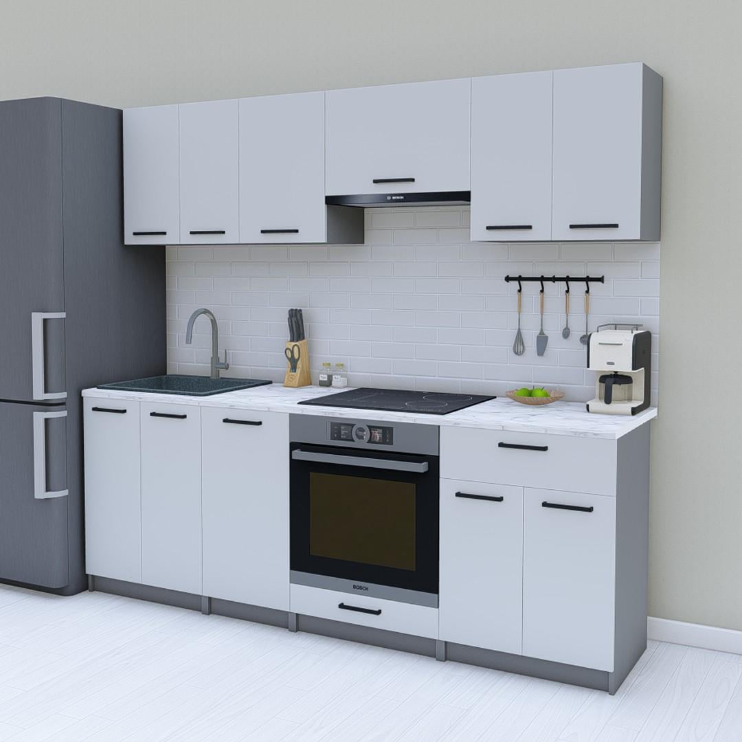 Модульная кухня Opendoors без столешницы 220 см Серый светлый/Антрацитовый (МП34/15)