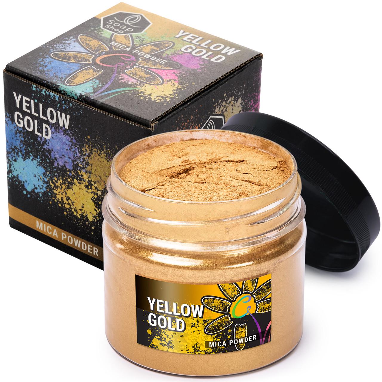 Пигментный порошок слюдяной Alexes Yellow Gold для эпоксидной смолы/мыла/макияжа и маникюра банка 57 г Золото