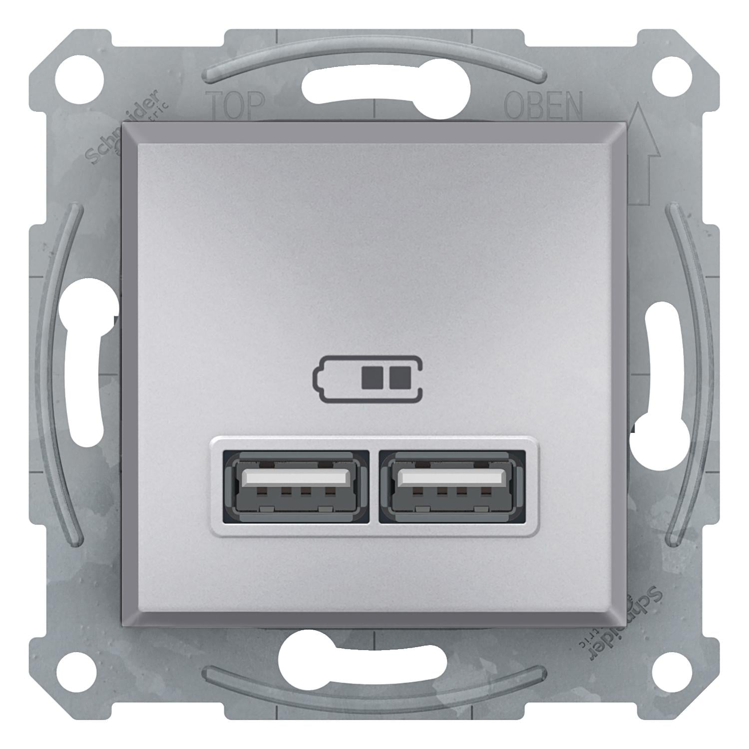 Розетка USB Schneider Electric Asfora 2,1A Алюминий (EPH2700261)