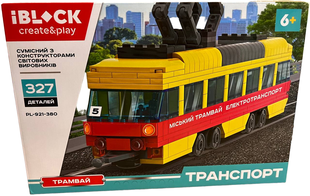 Конструктор Iblock Трамвай відкриваються двері та піднімається люк 327 деталей (PL-921-380)
