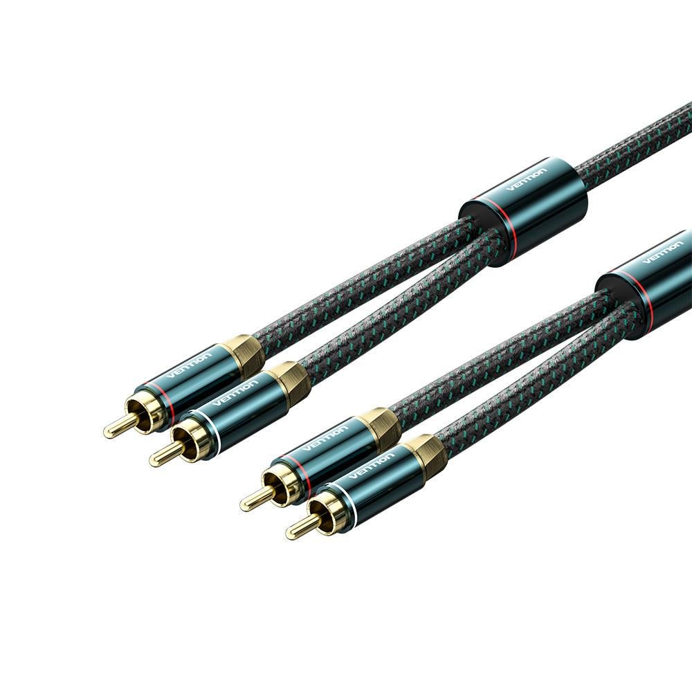 Аудиокабель Vention 2RCA на 2RCA посеребренная Медный 5 м Зеленый (BCUGJ)