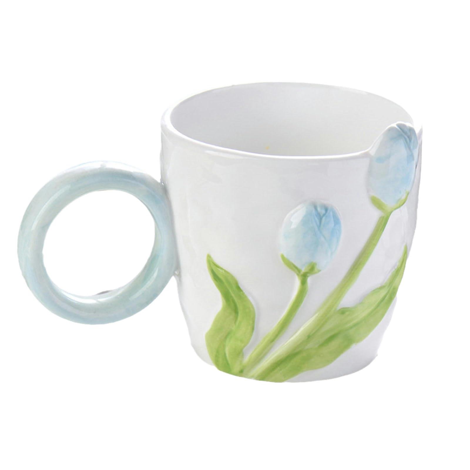 Чашка керамическая Галант-Тюльпан с лепкой 470 мл Голубой (OS-8030-390B)