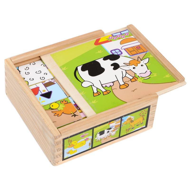 Игрушка развивающая деревянные Кубики в пенале (IE111)