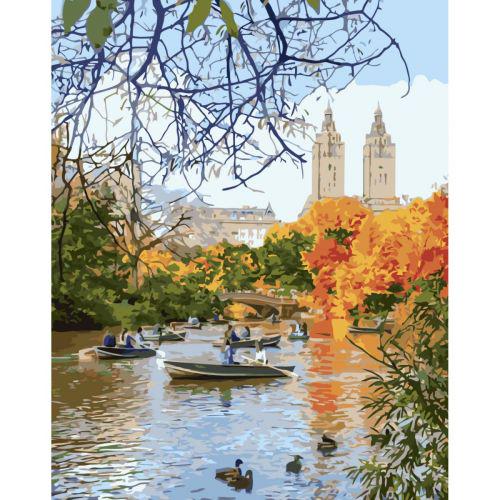 Картина по номерам Strateg Города Катание на лодках в Нью-Йорке 40х50 см в термопакете (VA-3332-mt)