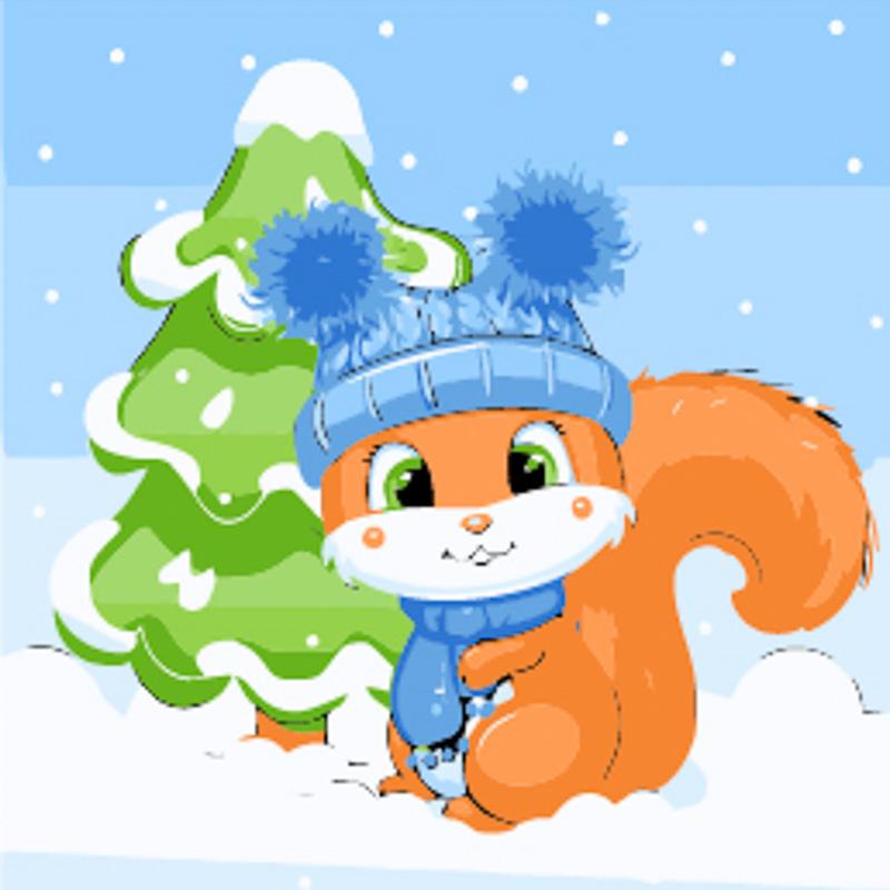 Картина по номерам Strateg Премиум Белочка с елкой 30х30 см (ES231)