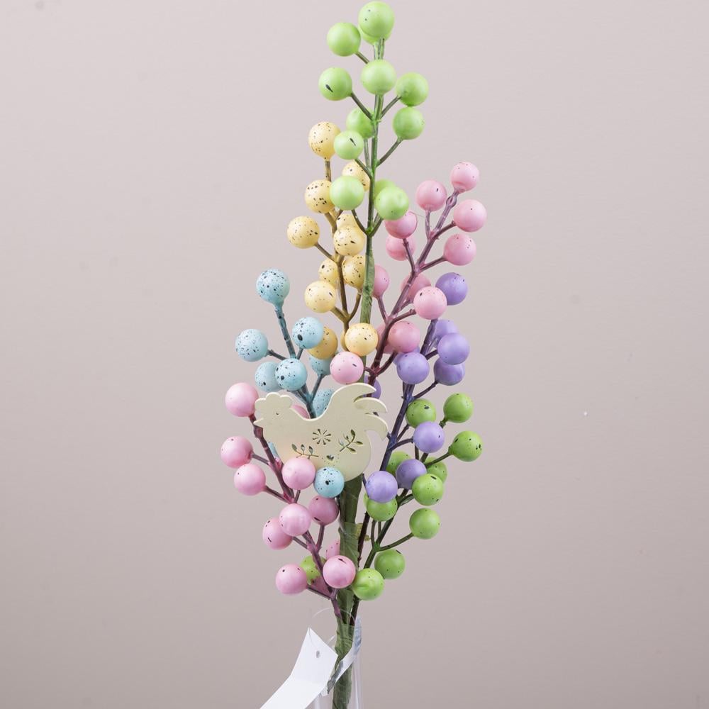 Ветвь с цветными ягодами и петухом (8429)