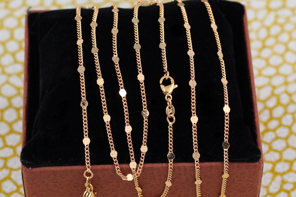Цепь Xuping Jewelry панцирная 45 см 1,5 мм с круглыми вставками 3 мм Золотистый