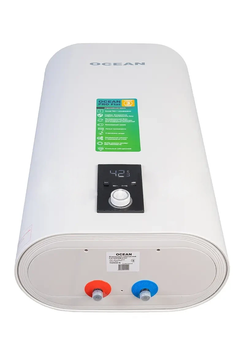 Бойлер Ocean FLAT DIGITAL 80 л 2,0 КВт эмалированный бак сухой ТЭН - фото 7