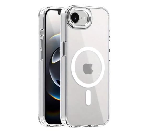 Чехол - накладка Ice Color Frame Magnetic Ring для iPhone 16e с магнитным кольцом Прозрачный
