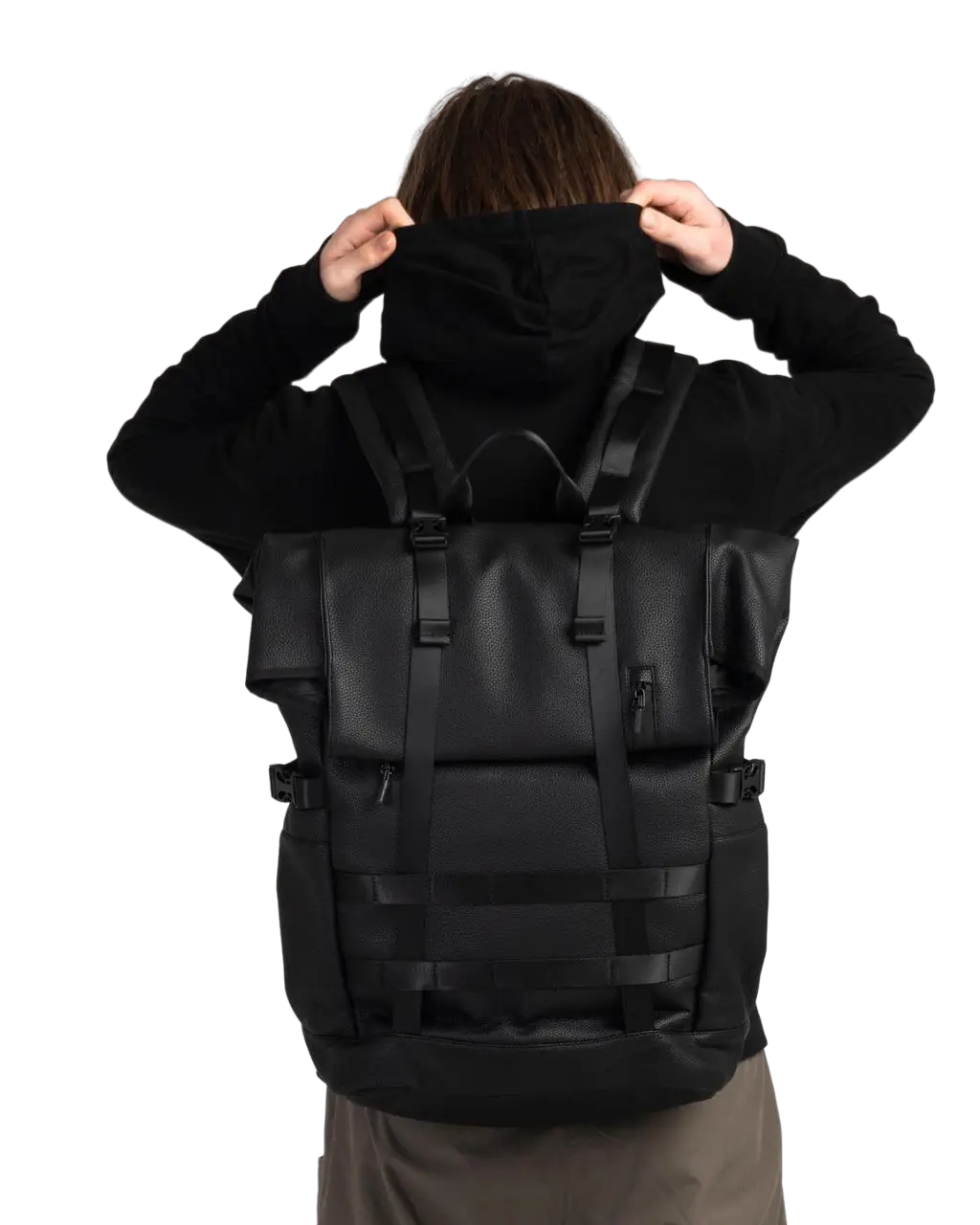 Рюкзак Турист с эко кожи 70 л Черный (383806854)