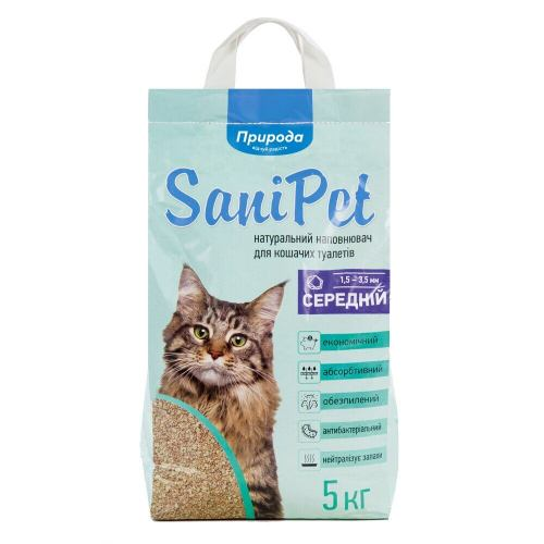 Наполнитель гигиенический для котов Природа Sani Pet бентонитовый средний 5 кг