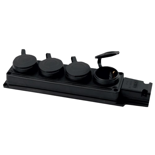 Колодка із заземленням ERKA 6004 4 розетки каучук із заглушками Чорний (29596752)