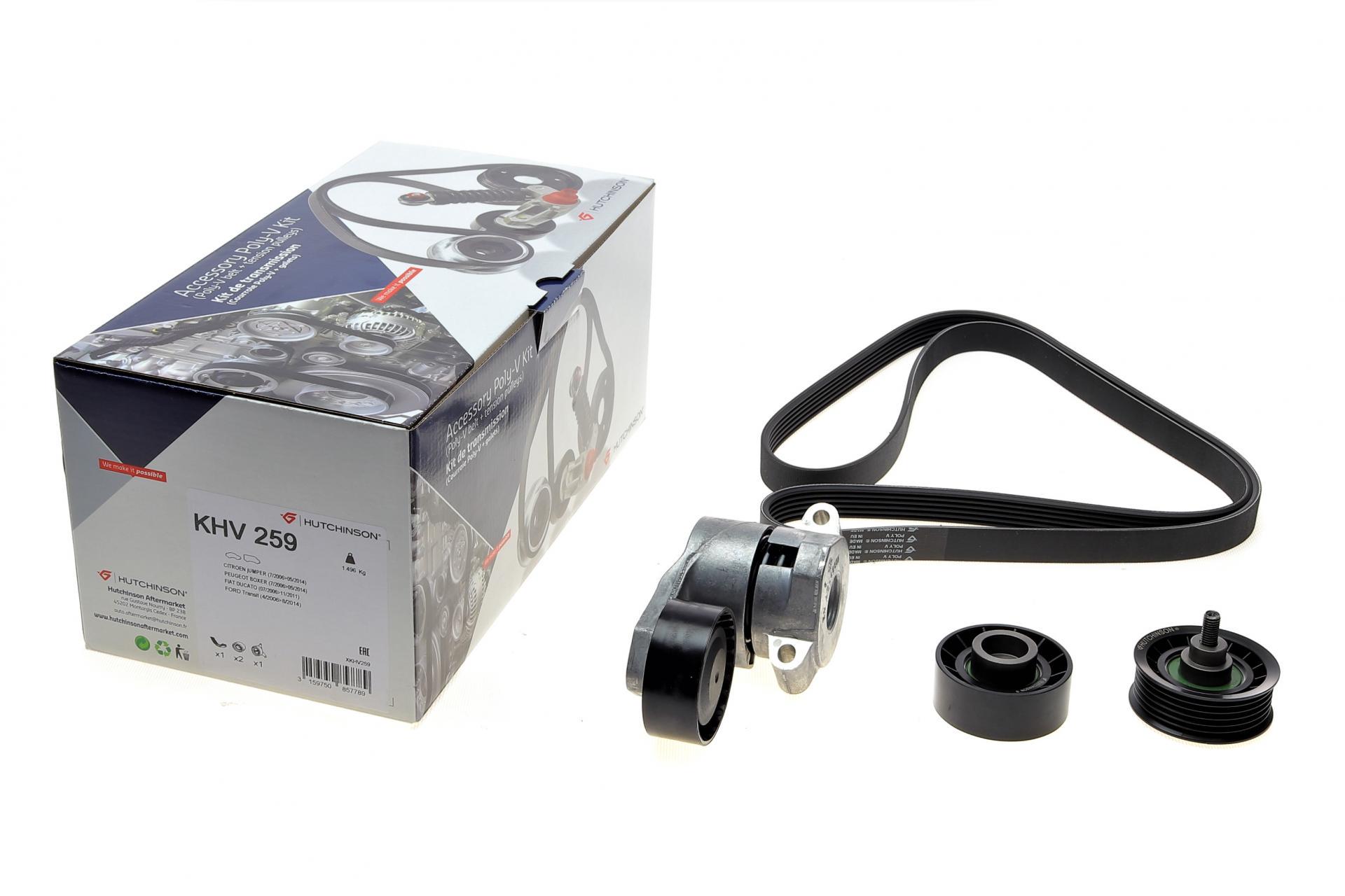 Комплект ремня генератора HUTCHINSON Citroen Jumpy/Fiat Ducato/Peugeot Boxer 2.2HDi 06-6PK1670 (KHV 259) Комплект ремня генератора HUTCHINSON Citroen Jumpy/Fiat Ducato/Peugeot Boxer 2.2HDi 06-6PK1670 (KHV 259)