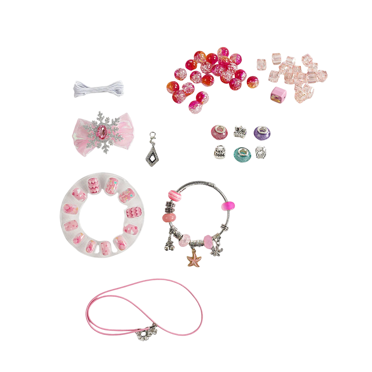 Набор украшений игровой Jewelry Diy 62 элемента/основы для украшений Pink (158587)