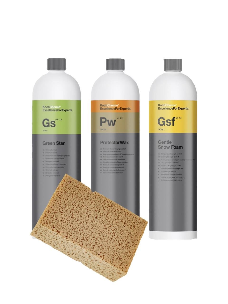 Набор для 3-х фазной мойки авто Koch-Chemie Green Star Gentle Snow Foam Protector wax на разлив по 250 мл