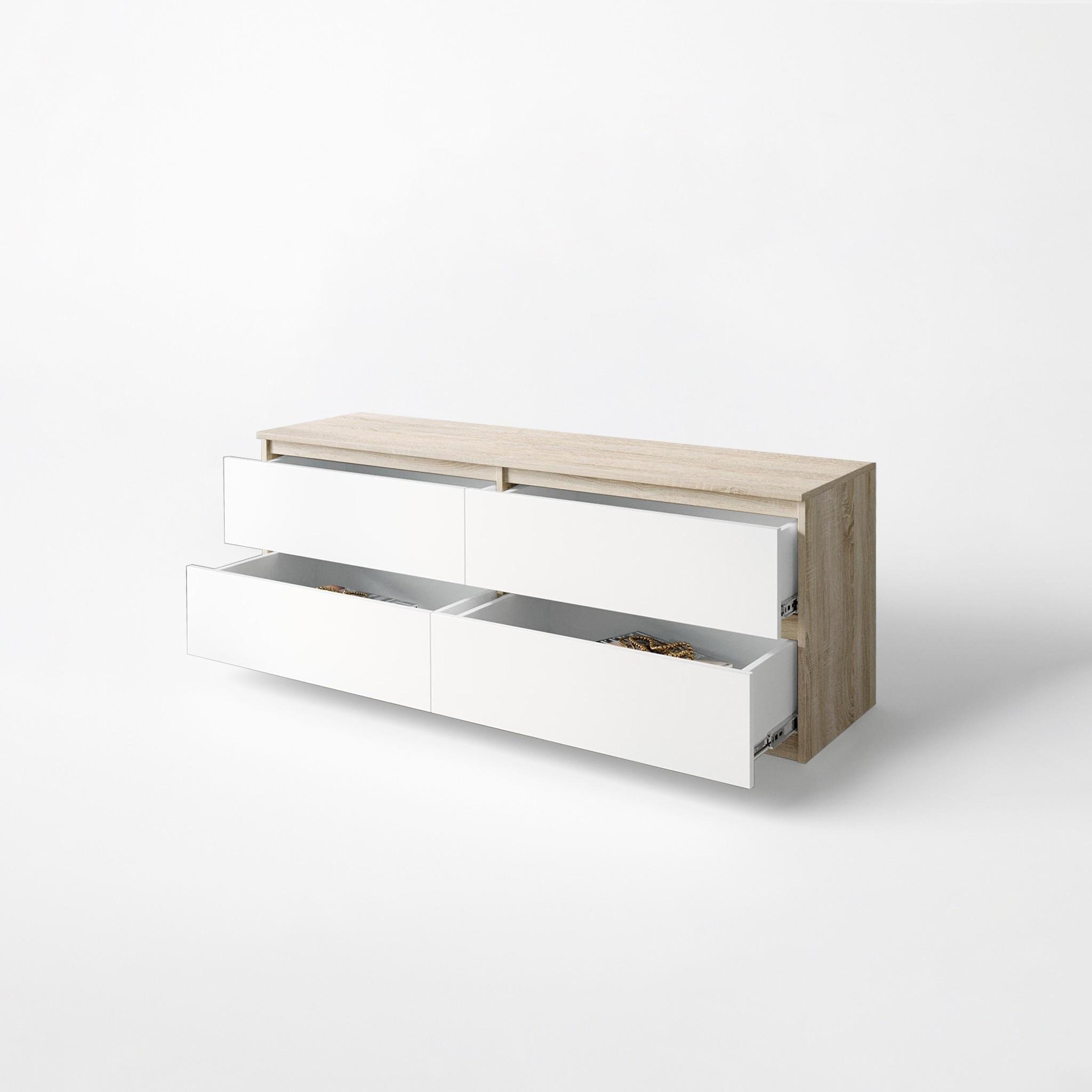 Комплект меблів у вітальню шафа T-211/тумба телевізійна FT-223/комод FT-215 3003х502х2117 мм Дуб Сонома/Білий - фото 3 Комплект меблів у вітальню шафа T-211/тумба телевізійна FT-223/комод FT-215 3003х502х2117 мм Дуб Сонома/Білий - фото 3